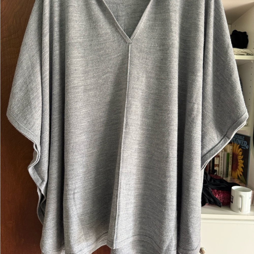 Sweet Romeo Heather Gray V-Neck Poncho